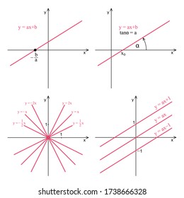 Linear function graph on a white background. Graphic presentation for math teachers.