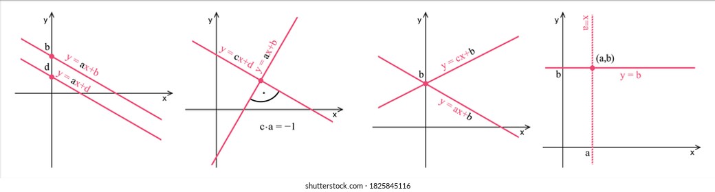 Linear function graph on a white background. Graphic presentation for math teachers.