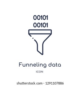 Linear funneling data icon from Business and analytics outline collection. Thin line funneling data vector isolated on white background. funneling data trendy illustration