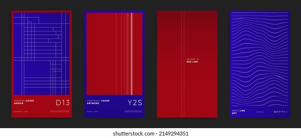 Linear futuristic minimal frame template poster set for social media post and stories, presentation or promo banners. Swiss aesthetic bold gradient art. Vector background and text.