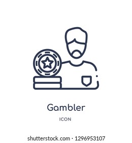 Linear gambler icon from Entertainment outline collection. Thin line gambler icon isolated on white background. gambler trendy illustration