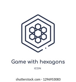 Linear game with hexagons icon from Entertainment outline collection. Thin line game with hexagons icon isolated on white background. game with hexagons trendy illustration