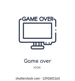 Linear game over icon from Entertainment and arcade outline collection. Thin line game over icon vector isolated on white background. game over trendy illustration
