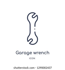 Linear garage wrench icon from Construction tools outline collection. Thin line garage wrench vector isolated on white background. garage wrench trendy illustration