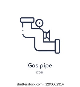 Linear Gas Pipe Icon From Construction Tools Outline Collection. Thin Line Gas Pipe Vector Isolated On White Background. Gas Pipe Trendy Illustration