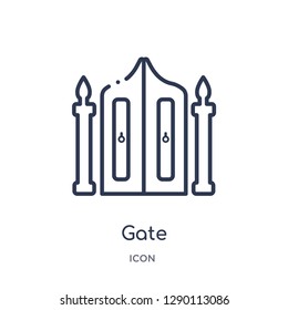 Linear gate icon from City elements outline collection. Thin line gate vector isolated on white background. gate trendy illustration