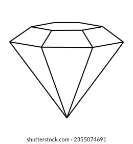 Gema lineal. Ilustración de vector Diamond aislada en blanco. Esquema Geometría simple Brillante. Icono de diseño de logotipo, Afiche de la tienda de joyas. Elemento decorativo para Postcard, Arte gráfico.