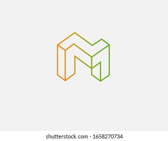 Linear geometric 3D logo letter M for your company typography