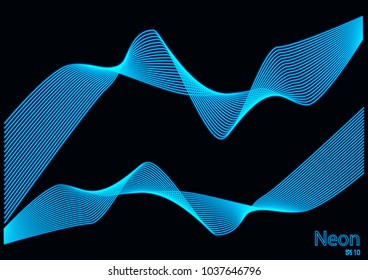 The linear geometric design in neon light style abstract background, Eps 10 vector