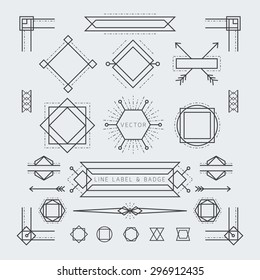 Linear Geometric Labels and Badges Monochrome, Graphic Elements  