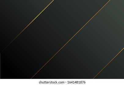 Linear Geometric line, abstract art deco gradation on a black and gold background with copy space. card. Poster. elements design for presentation.