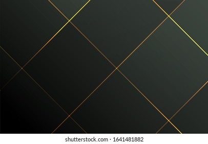 Linear Geometric line, abstract art deco gradation on a black and gold background with copy space. card. Poster. elements design for presentation.