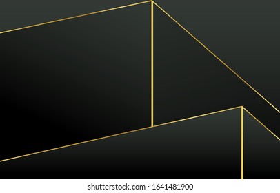 Linear Geometric line, abstract art deco gradation on a black and gold background with copy space. card. Poster. elements design for presentation.