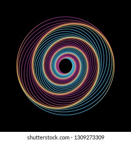 Linear geometric line art for wallpaper design. Modern neon circle illustration. Vector illustration flat design. Hipster modern geometric abstract background. Isolated vector illustration.