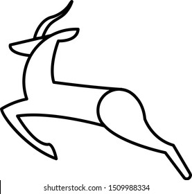 Linear geometric logo of athletic animal jumping