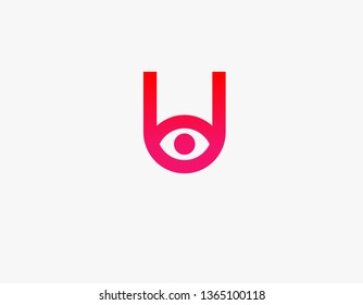 Linear geometric logo eye icon and letter U