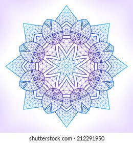 Linear geometric mandala. Symmetry round pattern for cards, invitations or other.