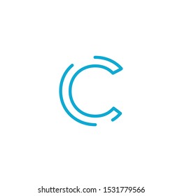 Linear geometric outline alphabet Letter C. Editable stroke. Stock vector illustration isolated on white background.