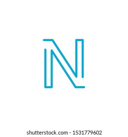 Linear geometric outline alphabet Letter N. Editable stroke. Stock vector illustration isolated on white background.