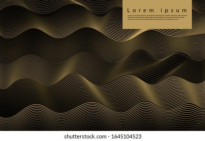 Linear geometric pattern, abstract premium gold gradation on a black background. card. Poster. elements design for presentation.