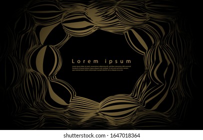 Linear geometric pattern, abstract wave premium gold gradients on a black background. card. Poster. elements design for presentation. Dynamic shapes composition.