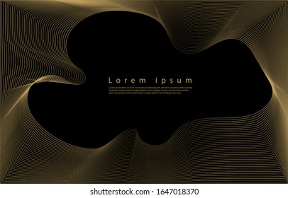 Linear geometric pattern, abstract wave premium gold gradients on a black background. card. Poster. elements design for presentation. Dynamic shapes composition.