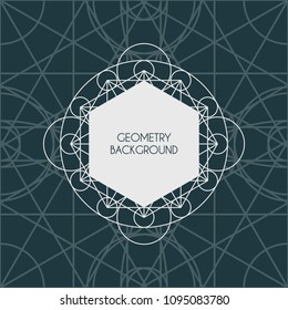 Linear geometry background with the frame for a text. Vector lineart symbol isolated on white background