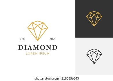 linear geometry logo of luxurious diamond jewelry icon symbol for your business
