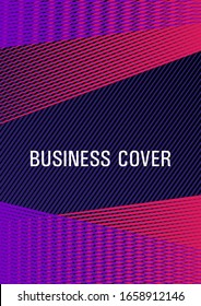 Linear geometry poster background vector template. Corporate report mockup. Corporate branding leaflet. Colorful halftone gradients for web. Marketing brochure cover design.