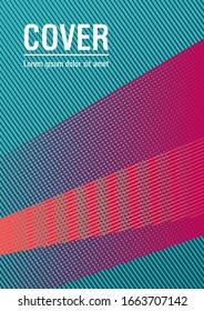 Linear geometry poster background vector template. Advertising commercial magazine. Lines gradient texture booklet layout. Advanced brand cover template. Corporate report mockup.
