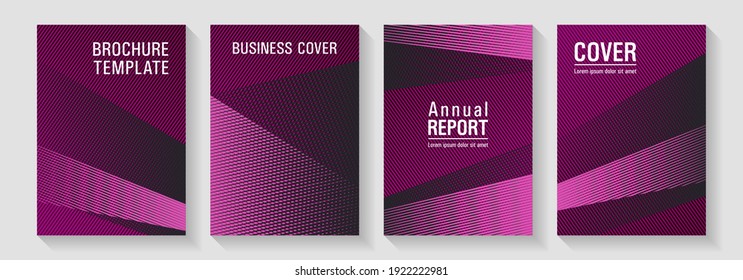 Linear geometry poster vector templates. Simple annual report mockusp. Bauhaus minimal placard backgrounds. Bright business reports concept. Plastic style cover templates set.