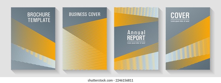 Linear geometry poster vector templates. Future geometric patterns Eps10 vector. Magic notebook frameworks. Digital stylish outlet backdrops. Covers set with logo identity spaces.
