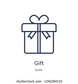 Linear gift icon from Delivery and logistic outline collection. Thin line gift icon vector isolated on white background. gift trendy illustration
