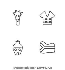 Linear Giraffe, Hut, Shirt, South africa Vector Illustration Of 4 outline Icons. Editable Pack Of Giraffe, Hut, Shirt, South africa