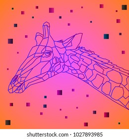 Linear giraffe illustration. Low poly style. Abstarct vector.