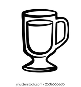 Linear glass for mulled wine. Sketch style. Vector 