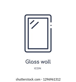 Linear Glass Wall Icon From Construction And Tools Outline Collection. Thin Line Glass Wall Icon Isolated On White Background. Glass Wall Trendy Illustration