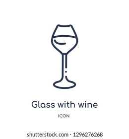 Linear glass with wine icon from Drinks outline collection. Thin line glass with wine icon vector isolated on white background. glass with wine trendy illustration