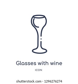 Linear glasses with wine icon from Drinks outline collection. Thin line glasses with wine icon vector isolated on white background. glasses with wine trendy illustration