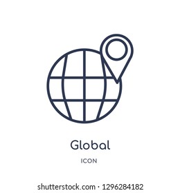 Linear global distribution icon from Delivery and logistic outline collection. Thin line global distribution icon vector isolated on white background. global distribution trendy illustration