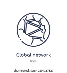 Linear global network icon from Internet security and networking outline collection. Thin line global network icon isolated on white background. global network trendy illustration