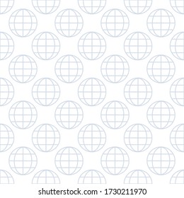 Icono de globo lineal aislado patrón sin fisuras sobre fondo blanco. Signo mundial o terrestre. Ilustración vectorial