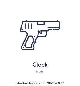 Linear glock icon from Army and war outline collection. Thin line glock vector isolated on white background. glock trendy illustration