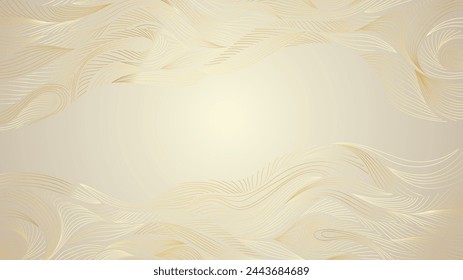 Linear gold background pattern. Thin abstract lines luxury expensive. Vector illustration wave ornament. Vektor Stok