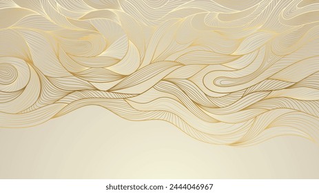 Patrón de fondo de oro lineal. Delgadas líneas abstractas de lujo caro. Adorno de onda de Ilustración vectorial.