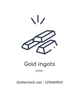 Linear gold ingots icon from Crowdfunding outline collection. Thin line gold ingots icon vector isolated on white background. gold ingots trendy illustration