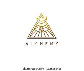 Linear Gold Logo Pyramid With An Isothermal Eye Alchemy