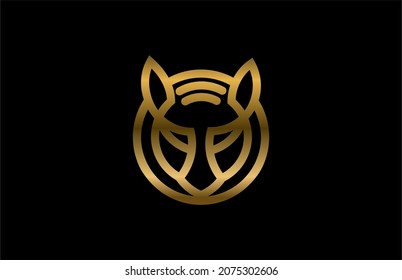 Linear Golden Tiger Head Logo