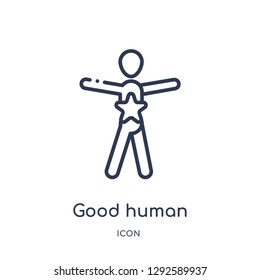Linear good human icon from Feelings outline collection. Thin line good human icon vector isolated on white background. good human trendy illustration