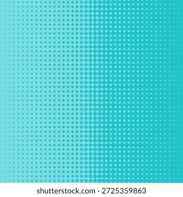 Linear gradient transition, blue halftone squares. An arrangement of diagonal square shapes.